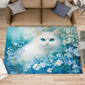 Cat Rugs for Bedroom, Florals Rug 6x8, Flowers Dining Room Rugs Washable & Non Slip Large Carpet for Home Decor
