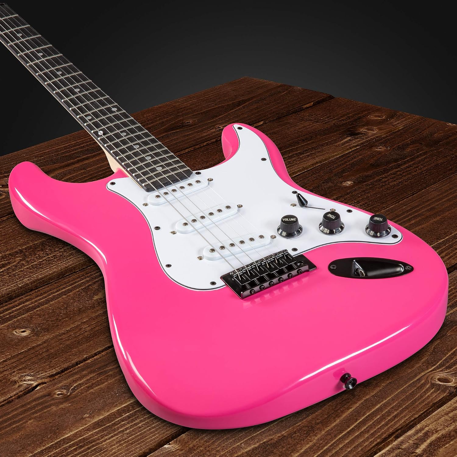 LyxPro 39' inch Full Size Electric Guitar with 20w Amp, Package Includes All Accessories, Digital Tuner, Strings, Picks, Tremolo Bar, Shoulder Strap, and Case Bag Complete Beginner Starter kit - Pink