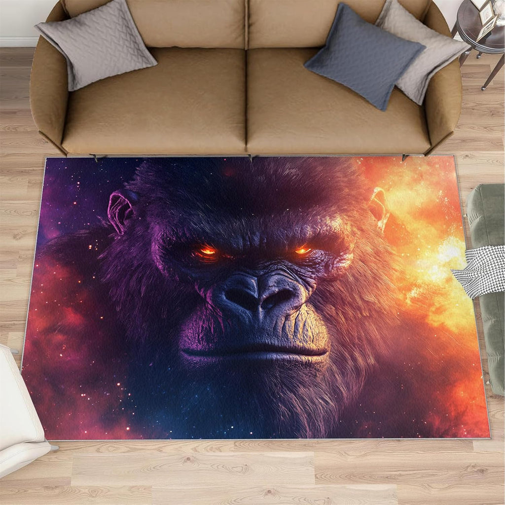 Gorilla Rug 6x8-6x8 Rug, Monkey Area Rugs for Bedroom, Fantasy Galaxy Rugs for Living Room, Animal Washable Mat, Kids Carpet, Gorilla Home Decor & Gifts