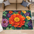 6x8 Florals Classroom Rugs - Flowers Playroom Rug, Botanical Art Carpet Area Rug for Girls Bedroom Kids Room Basement Office Classroom