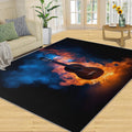 Guitar Rugs for Music Room - 5x7 Rug, Music Home Decor, Boys Musical Washable Rugs for Living Room Bedroom, Burning Area Rug, Rock and Roll Carpet, Electric Guitars Gifts for Men