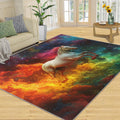 Horse Rug 6x8-6x8 Rug, Fantasy Galaxy Washable Rugs for Living Room, Colorful Starry Carpet, Colorful Clouds Non-Slip Area Rugs for Bedroom, Animal Carpet, Horse Home Decor