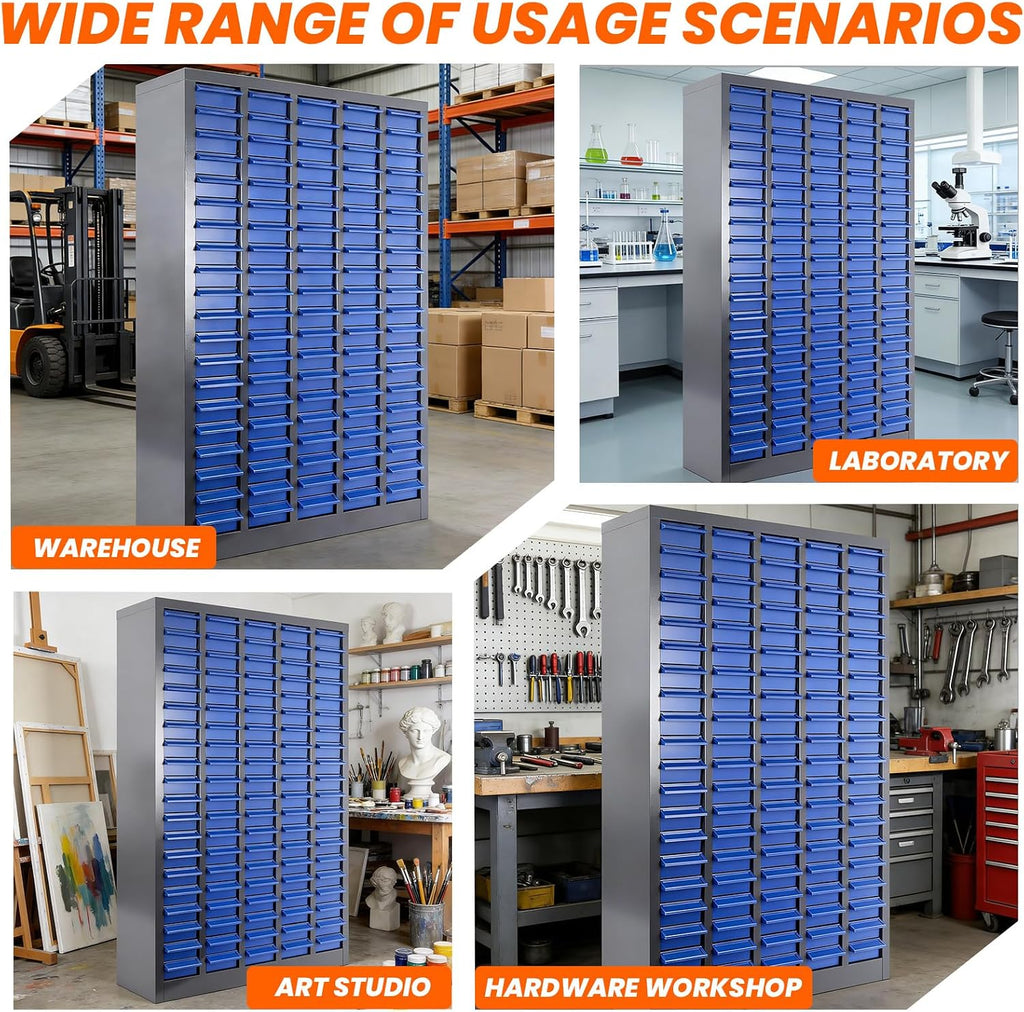 Nut and Bolt Organizer ABS Material, 100 Drawers Part Cabinet Bolt and Nut Tool Storage, 44.5LBS Weight Bolts Bin Tool with Drawer Dividers and Labels for Storing Tools and Parts