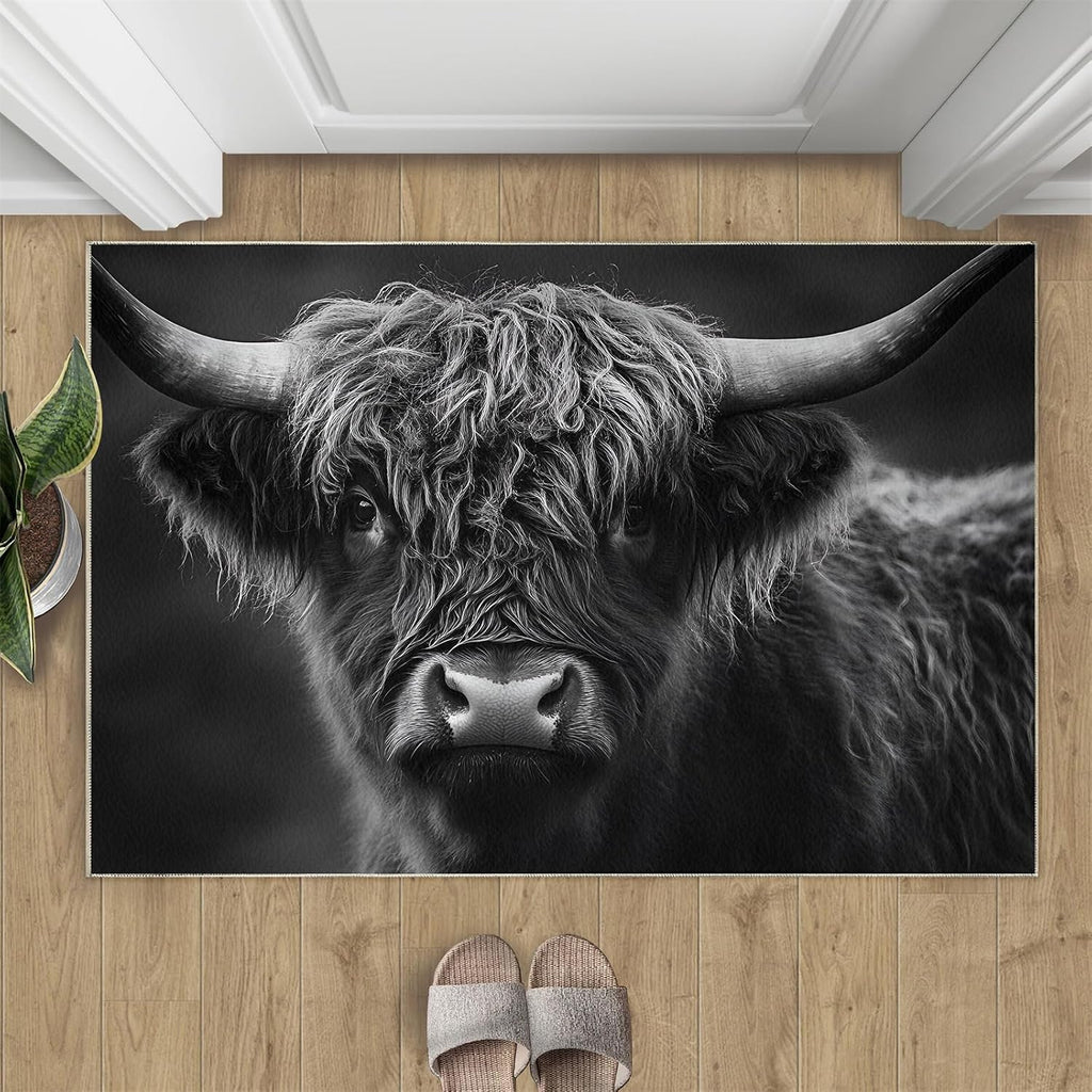Highland Cattle Rugs for Bedroom - 6x8 Area Rug - Highland Cattle Rugs for Living Room, Western Bulls Rug, Washable Home Decor Carpet
