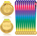 Aizza Beata 10PCS - Custom Gold Medals for Awards - Personalized Metal Award Medals with Neck Ribbon, 1st 2nd 3rd Place Medals for Adults, Kids, Students, Perfect for Competitions, Gifts, Party Favor