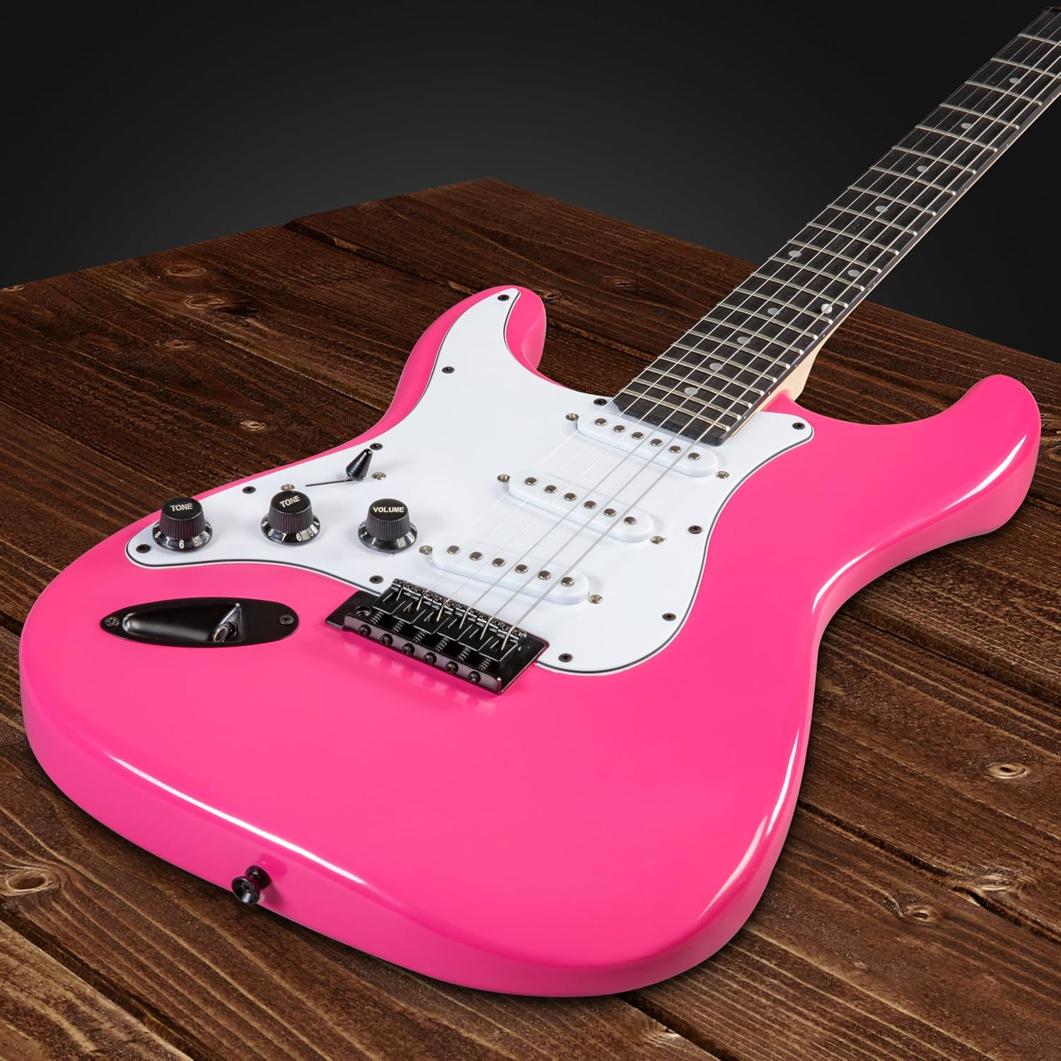 LyxPro Left Hand 39 Inch Electric Guitar and Starter Kit for Lefty Full Size Beginner's Guitar, Amp, Six Strings, Two Picks, Shoulder Strap, Digital Clip On Tuner, Cable and Soft Case - Pink