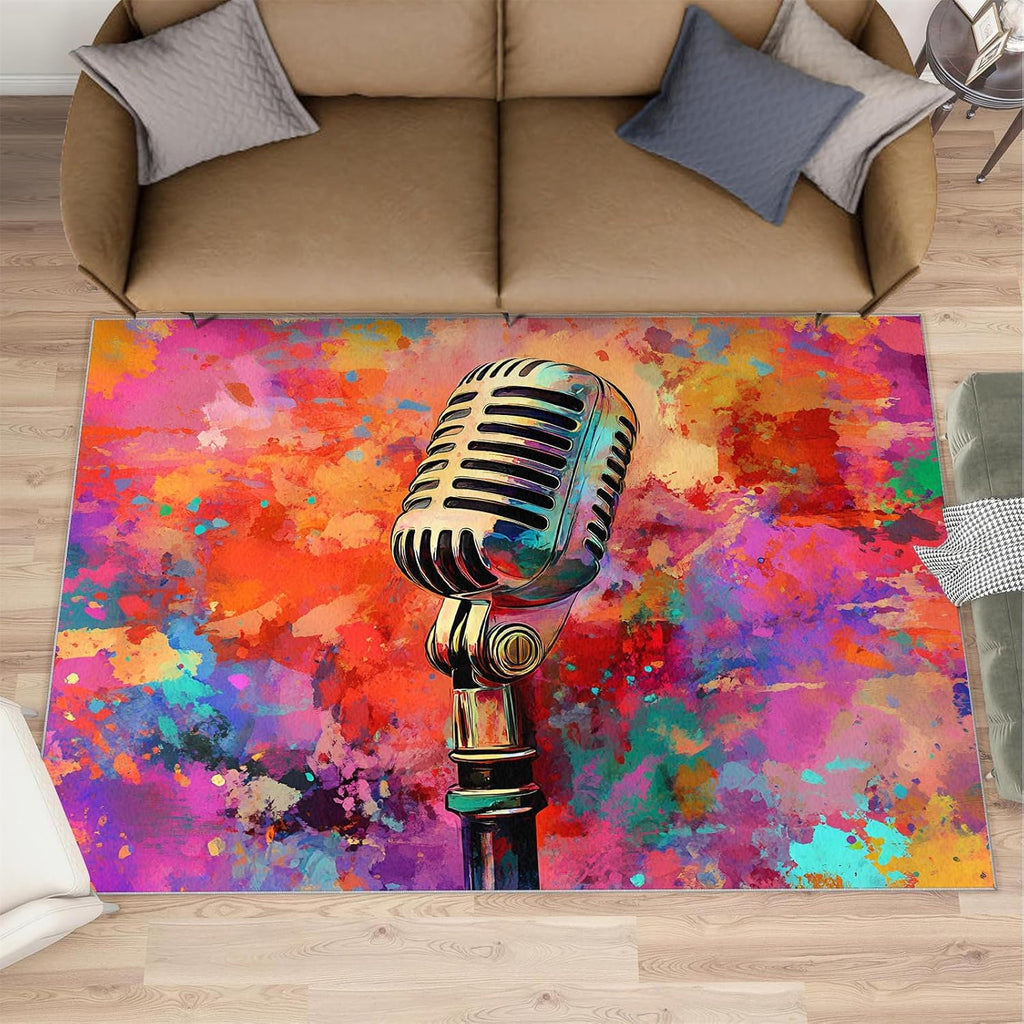 Guitar Rug & Home Decor - Graffiti Rugs for Bedroom, Boys Cool Washable Rugs for Living Room, Rock and Roll Carpet, Non Slip Indoor Guitar Area Rug & Boys Room Decor 5x8 ft