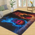 Guitar Rug - 6x8 Rugs for Bedroom, Music Area Rug, Ice and Fire Guitar Washable Rugs for Living Room, Non Slip Soft Rock and Roll Indoor Carpet - Home Decor, Music Lover Gifts for Boys
