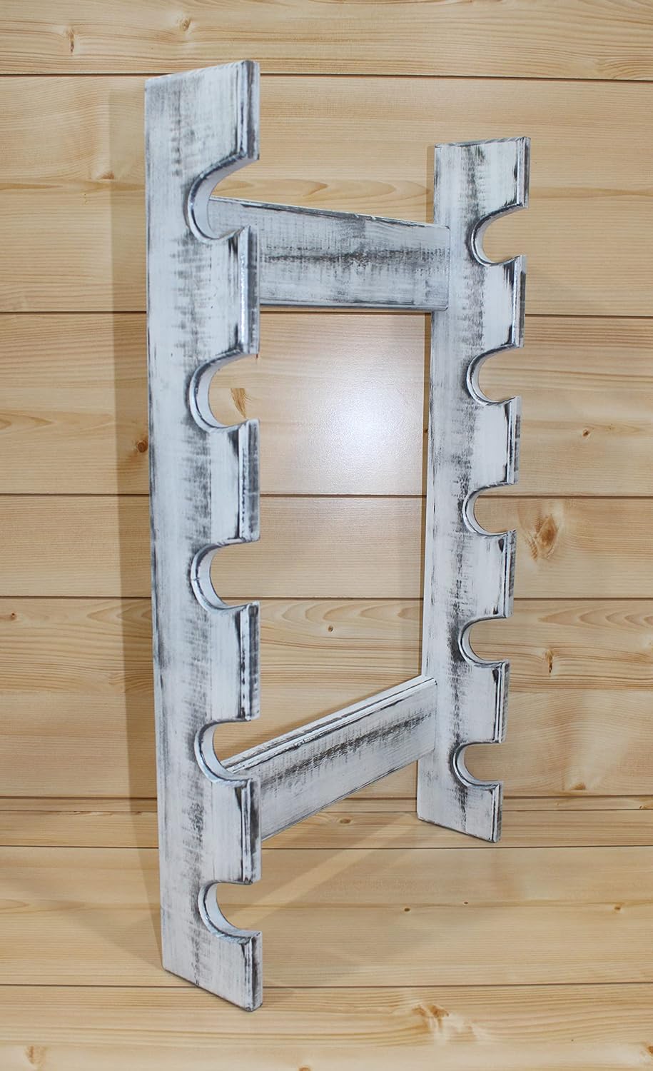 Wooden Rolling Pin Display Rack – Holds 5 Rolling Pins – Wall Mounted Storage for Bakers & Collectors – Antique White Color – Shabby Chic White & Black