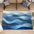 Geometry Rug 6x8, Abstract Rugs for Bedroom, Blue Geometry Area Rug, Home Decor Rugs for Living Room, Non-Slip Machine Washable Carpet