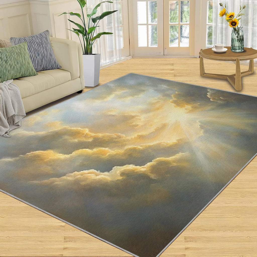 White Cloud Rug 6x8-6x8 Rug, Clouds Washable Rugs for Living Room, Kids Carpet, Fantasy Non-Slip Area Rugs for Bedroom, Clouds Carpet, Cloud Home Decor
