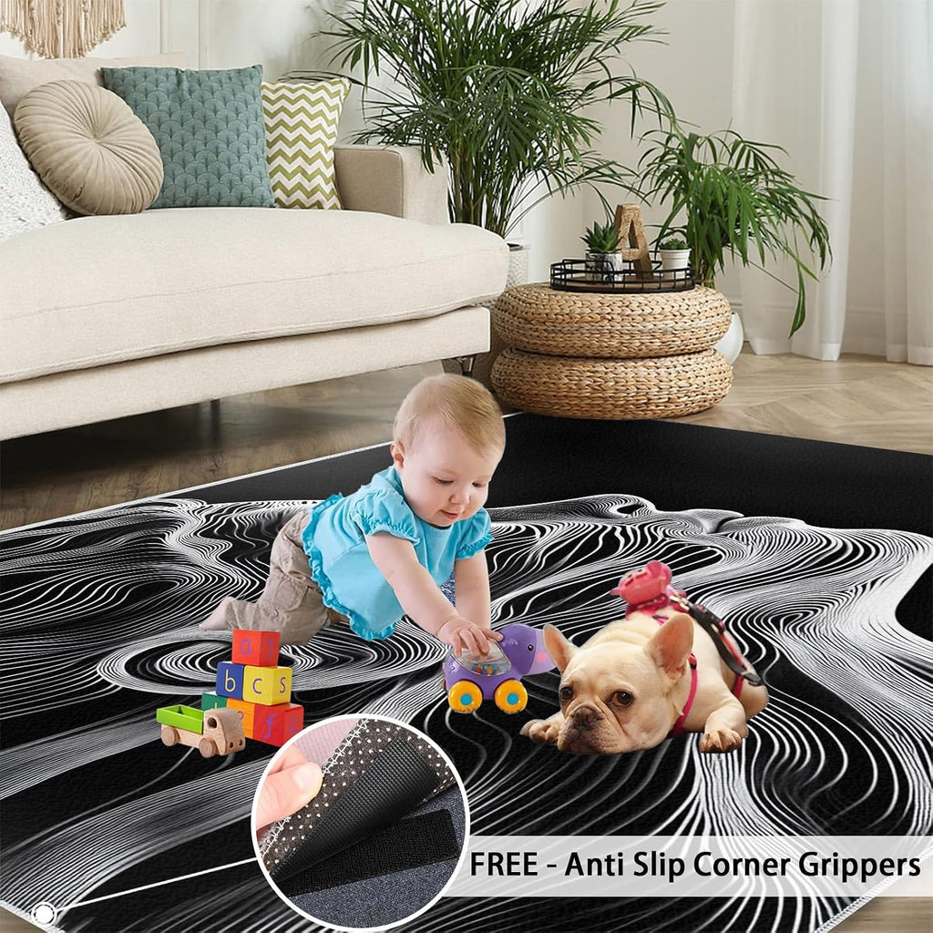 6x8 Abstract Woman Classroom Rugs - Line Art Playroom Rug, Minimalism Carpet Area Rug for Girls Bedroom Kids Room Basement Office Classroom