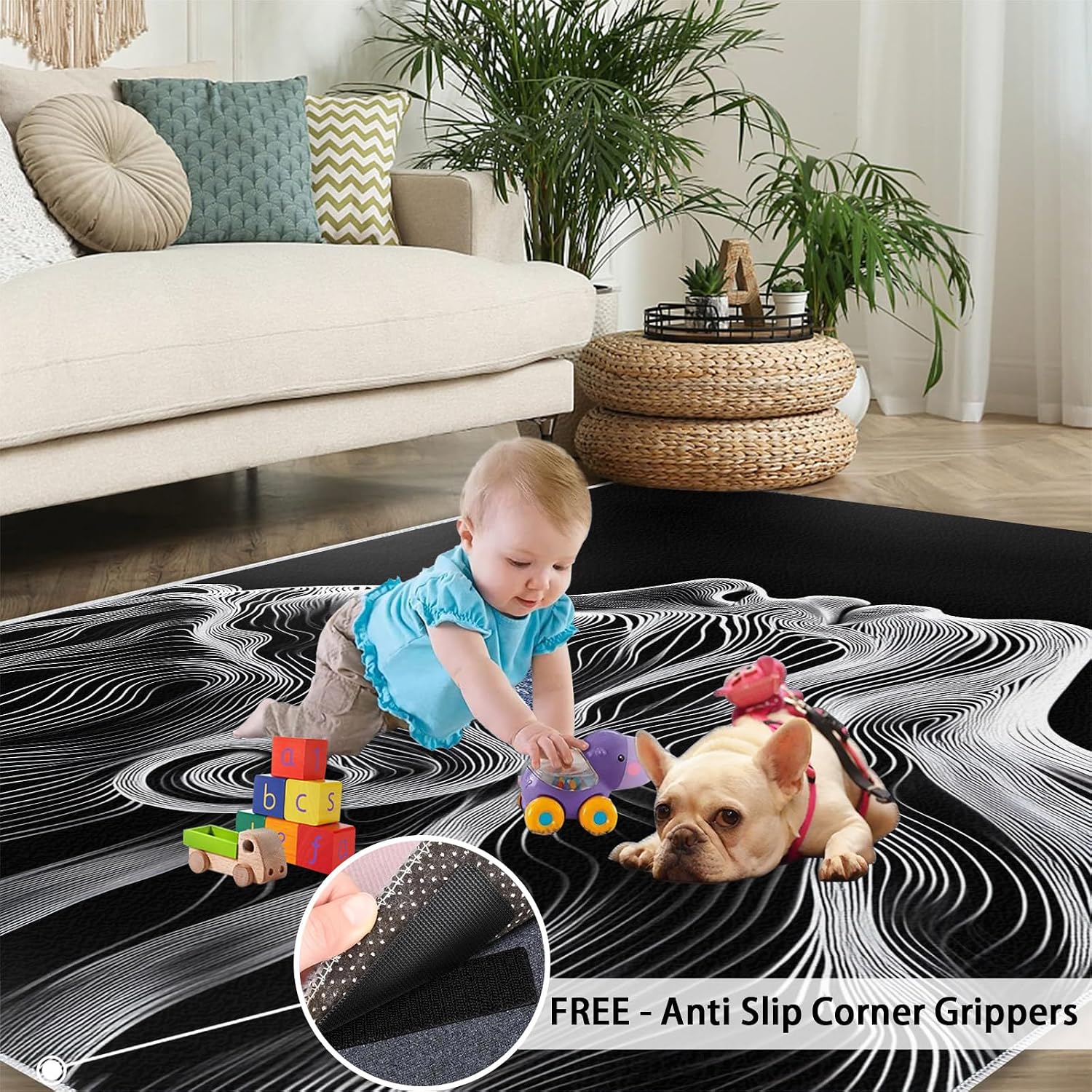 6x8 Abstract Woman Classroom Rugs - Line Art Playroom Rug, Minimalism Carpet Area Rug for Girls Bedroom Kids Room Basement Office Classroom