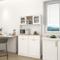 68' 3-Adjustable-Shelf Freestanding Storage Cabinet, Kitchen Storage Bakers Rack with Trash Cabinet, Utility Food Cupboard for Home, White