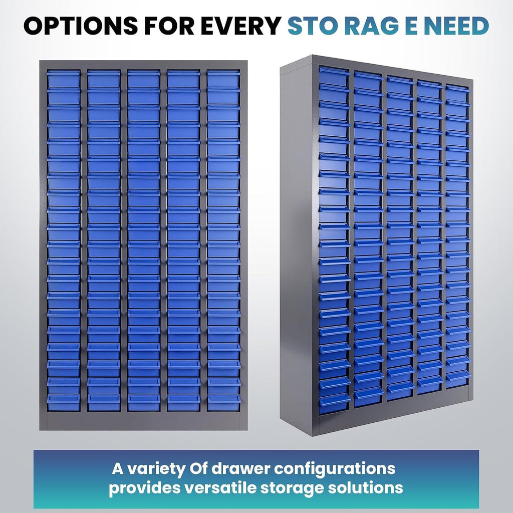 Parts Organizer Cabinet: 920LB Capacity Nut and Bolt Organizer with Label System, Non-Slip Base Heavy-Duty Bolt Bin for Garage, Workshop or Office Tool Storage, 26x9x46 Inch (100 Drawers)