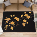 Golden Flowers Rug 6x8, Luxury Flowers Rugs for Living Room, Oriental Art Area Rug, Non Slip Washable Rugs for Bedroom Kitchen Dining Room Decor Carpet