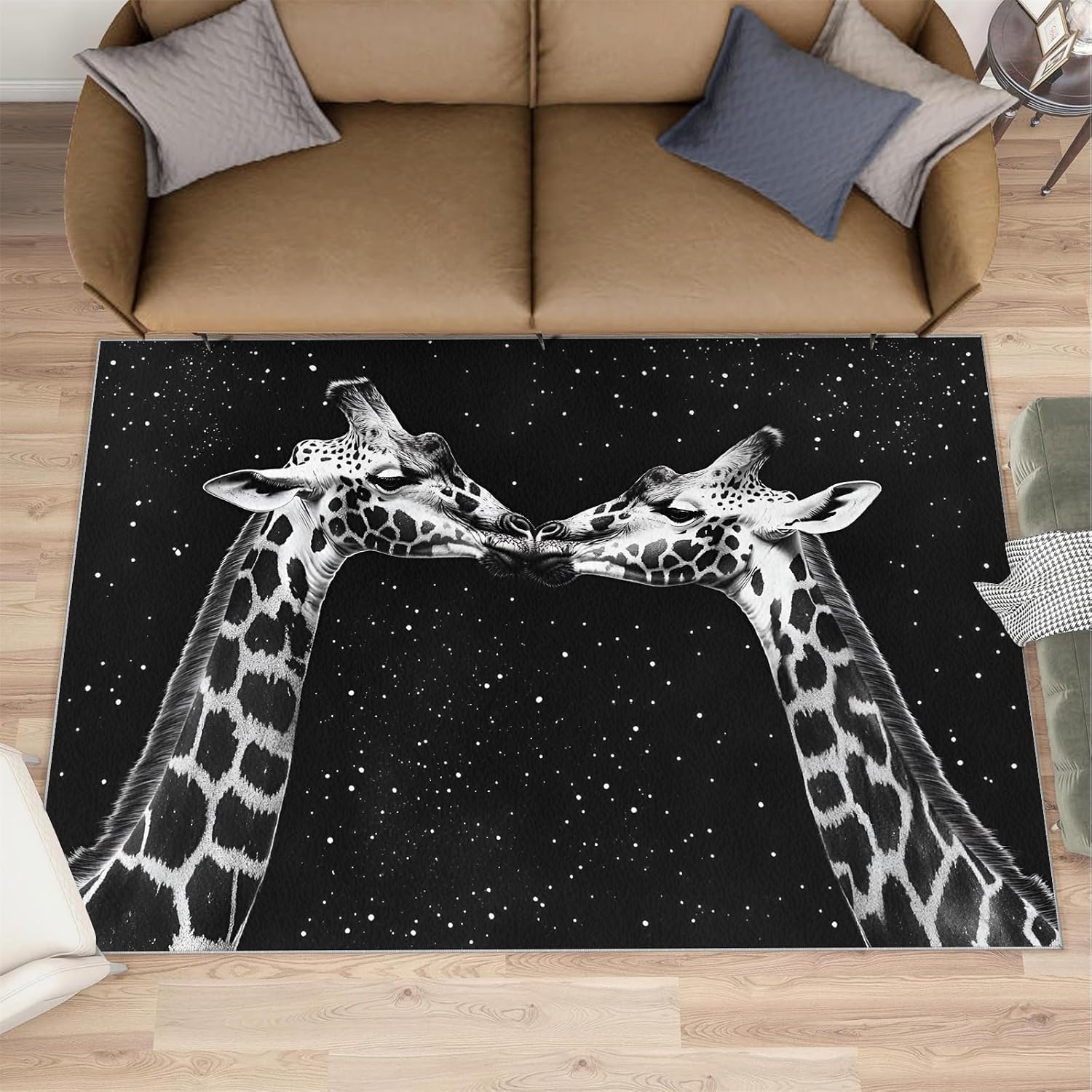 Giraffe Rug Large - 6x8 Rug, Funny Animal Area Rugs for Living Room, Starry Rugs for Bedroom, Boys Non-Slip Mat, Giraffe Home Decor & Gifts
