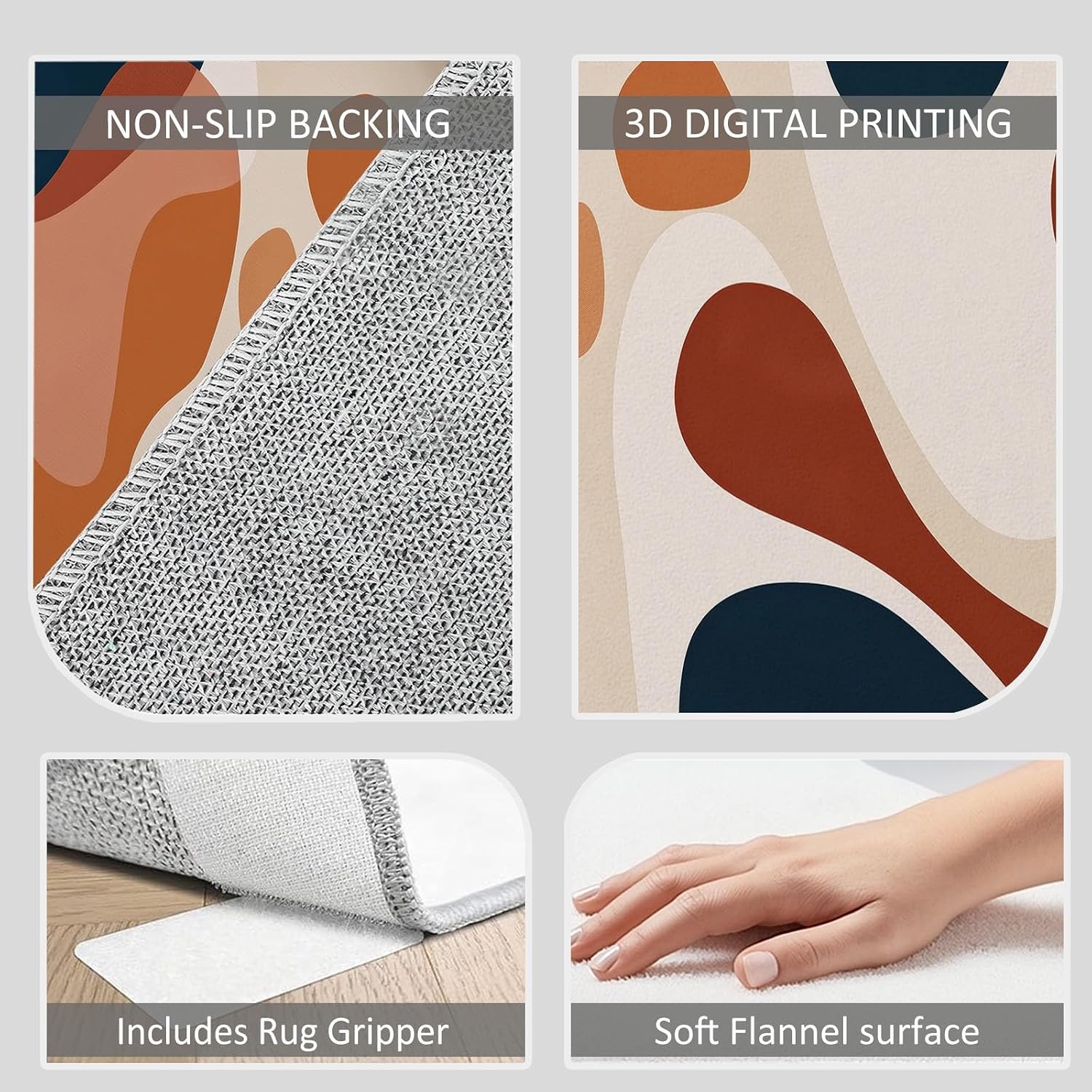 Minimalist Abstract Geometric Print 5 x 7 ft Area Rugs for Living Room, Soft Washable Rugs for Bedroom Non Slip Boho Carpet, Stain Resistant Throw Carpet for Office Nursery Dining Room