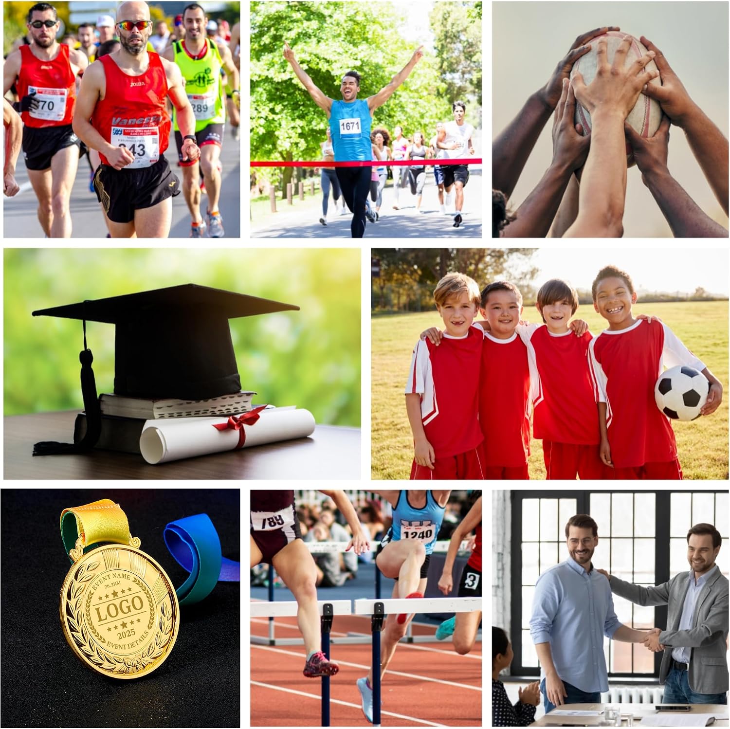 Aizza Beata 10PCS - Custom Gold Medals for Awards - Personalized Metal Award Medals with Neck Ribbon, 1st 2nd 3rd Place Medals for Adults, Kids, Students, Perfect for Competitions, Gifts, Party Favor