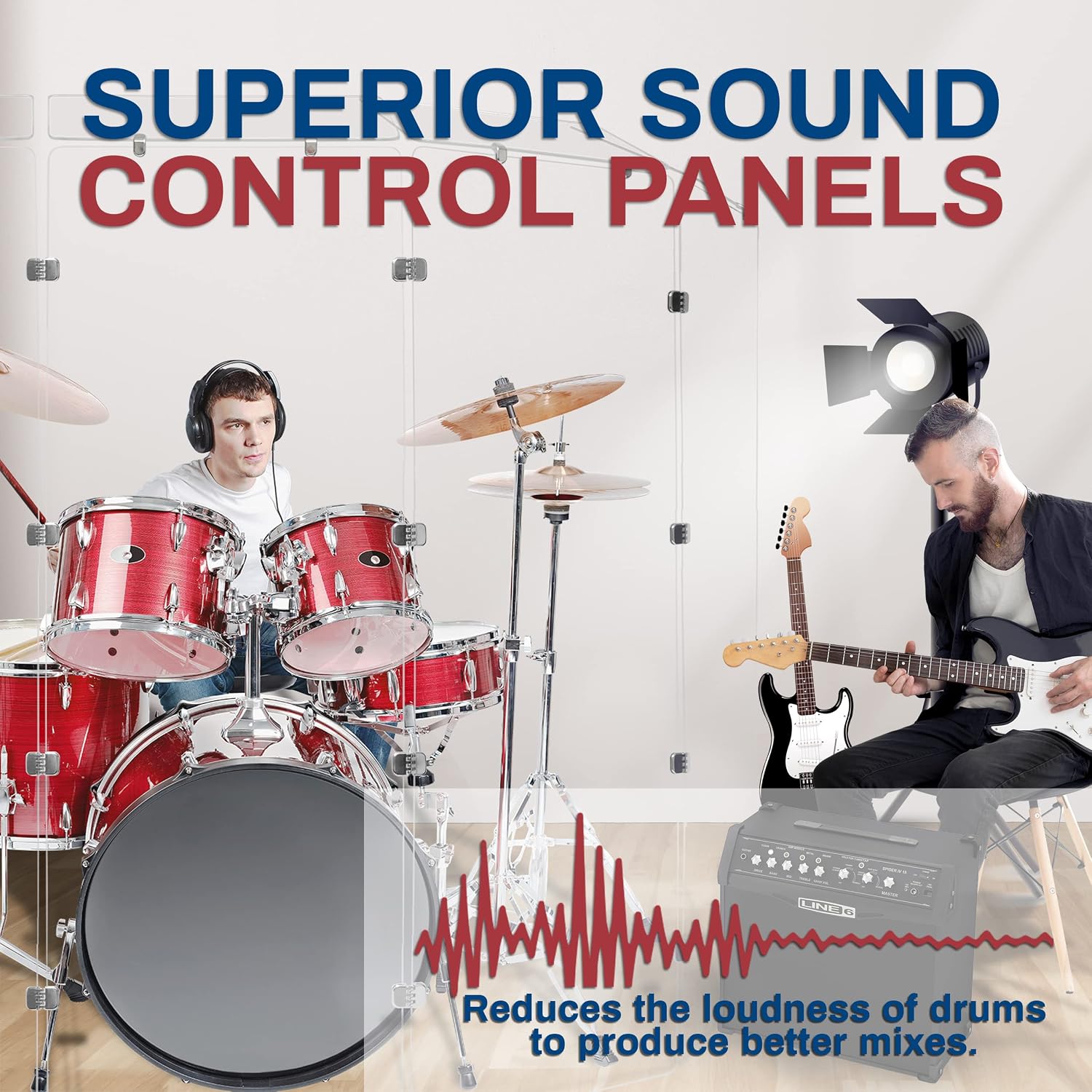 PENNZONI Drum Shield 6ft w/Deflectors & Chrome Hinges, Comes w/ 7 Drum Panels, 7 Deflectors, Chrome Hinges & Deflector Connectors, Premium Clear Acrylic Panels