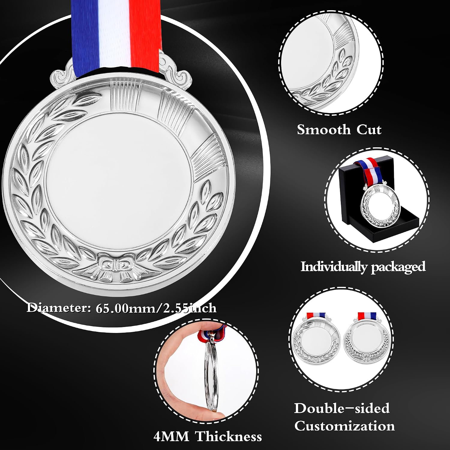 10PCS Custom Medals for Awards, Bulk Personalized Medals Design Your Own Award Medals, Wholesale Customized Family Outdoor Events School Awards for Sports Marathon Competitions Office Medals