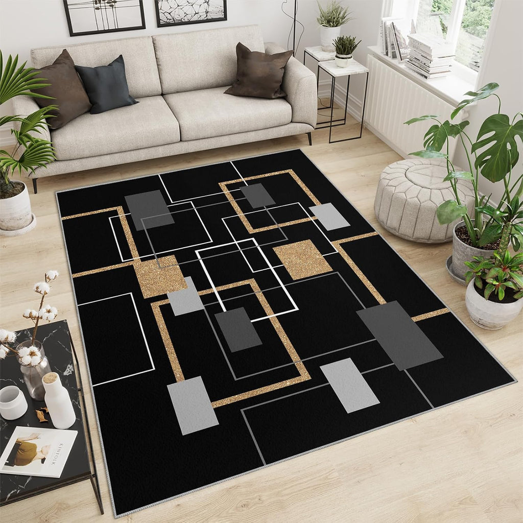 Medieval Geometric Area Rug, Modern Stylish Rugs for Living Room, Indoor Non-Slip Kids Rugs, Machine Washable Breathable Durable Carpet for Front Entrance Floor Decor,6 x 8ft