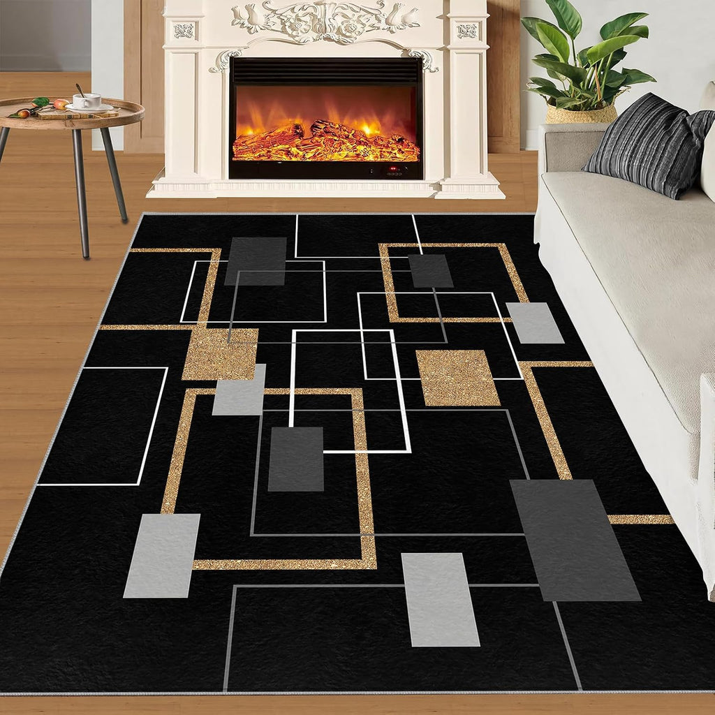 Medieval Geometric Area Rug, Modern Stylish Rugs for Living Room, Indoor Non-Slip Kids Rugs, Machine Washable Breathable Durable Carpet for Front Entrance Floor Decor,6 x 8ft