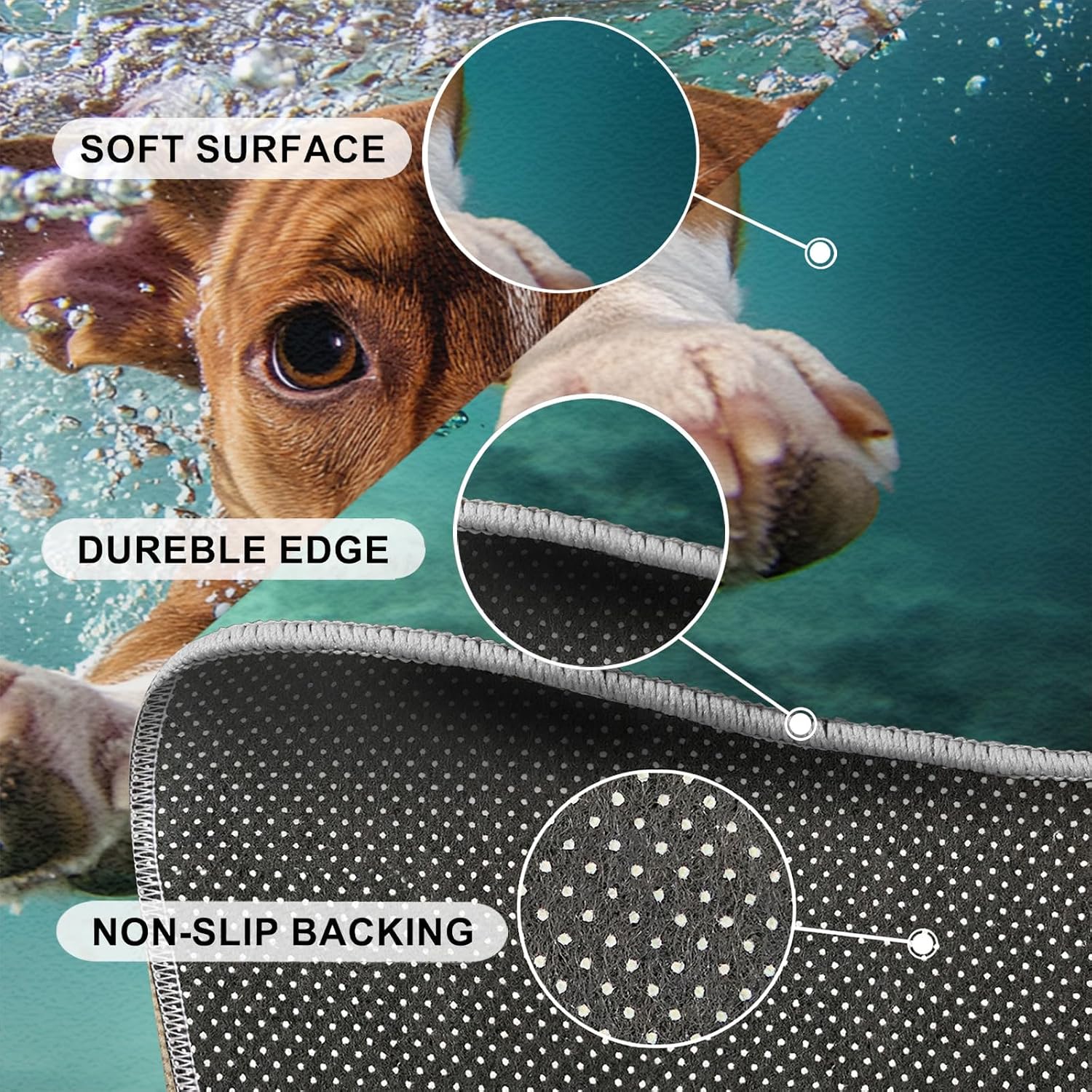Dog Rug 6x8-6x8 Rug, Underwater Area Rugs for Living Room Bedroom, Animal Area Carpet, Puppy Washable Carpet, Dog Home Decor & Gifts