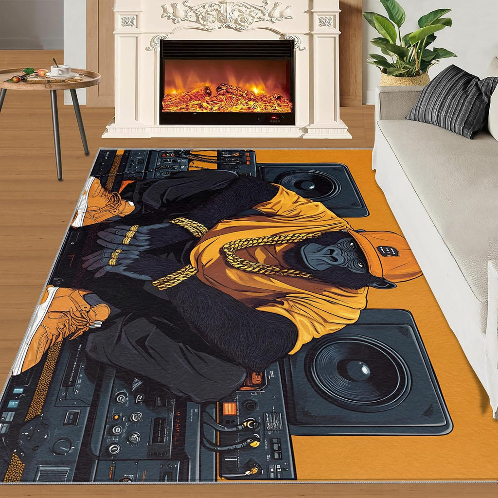 6x8 Chimp Area Rug - Chimpanzee Large Rugs for Living Room, Hip-Hop Rap Gorilla Carpet Area Rug for Girls Bedroom Kids Room Basement Office Classroom