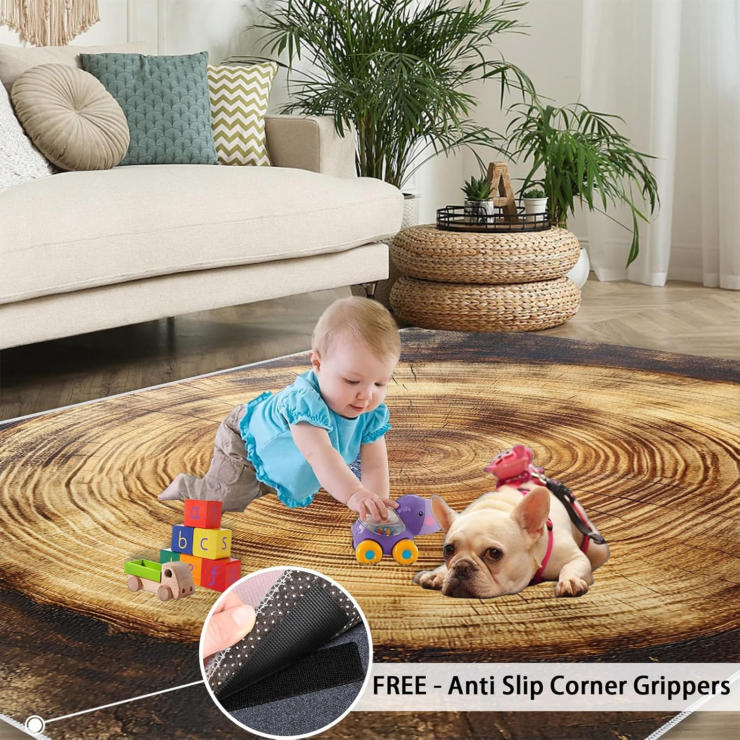 Wood Grain Rug 6x8-6x8 Rug, Vintage Area Rugs for Living Room, Rustic Rugs for Bedroom, Farmhouse Non-Slip Mat, Wood Grain Home Decor & Gifts