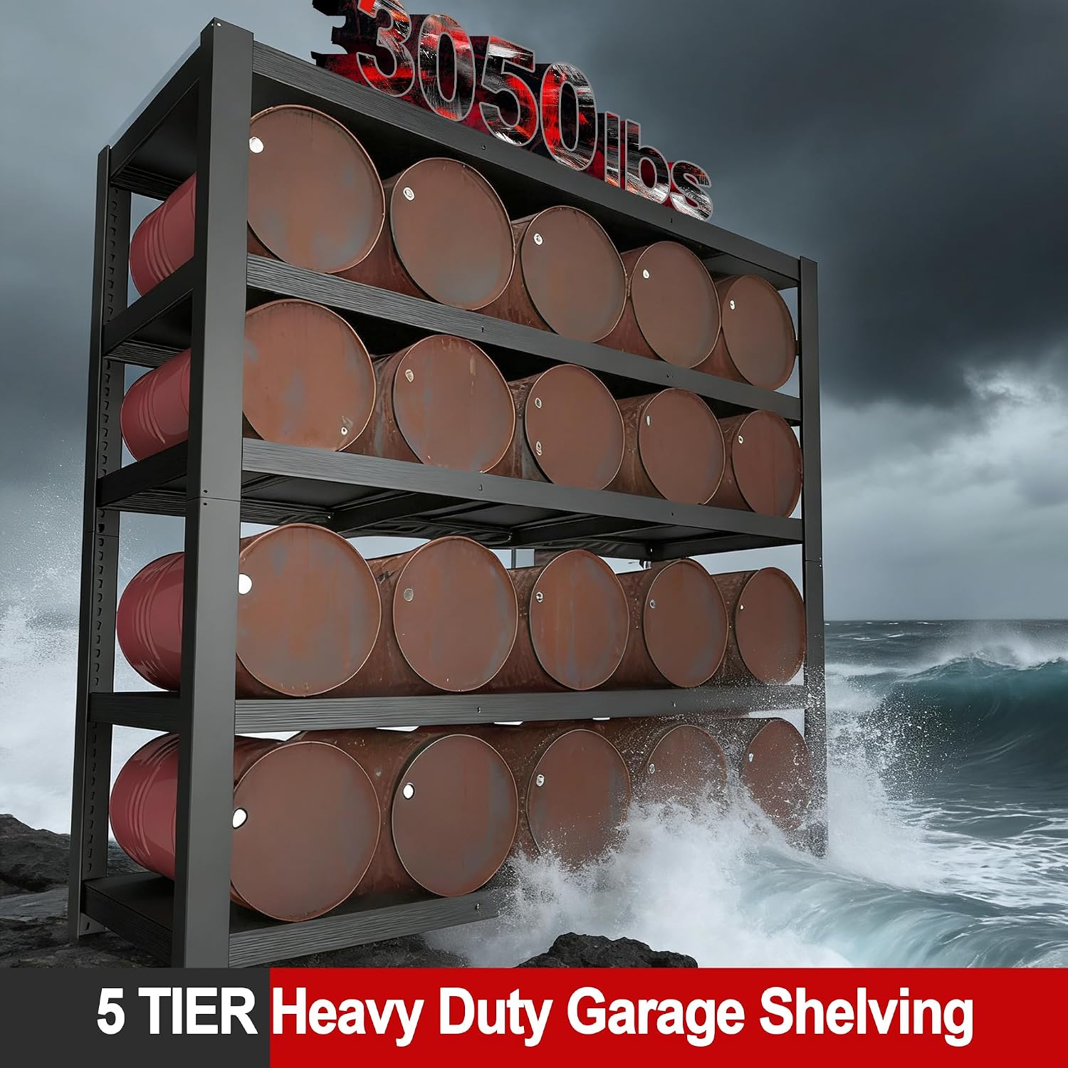 84' H Garage Shelving,Storage Shelves 3050LBS Heavy Duty Storage Shelves,Adjustable Metal Shelving,for Garage,Warehouse,Basement,Pantry 84' H x 55' W x 24' D
