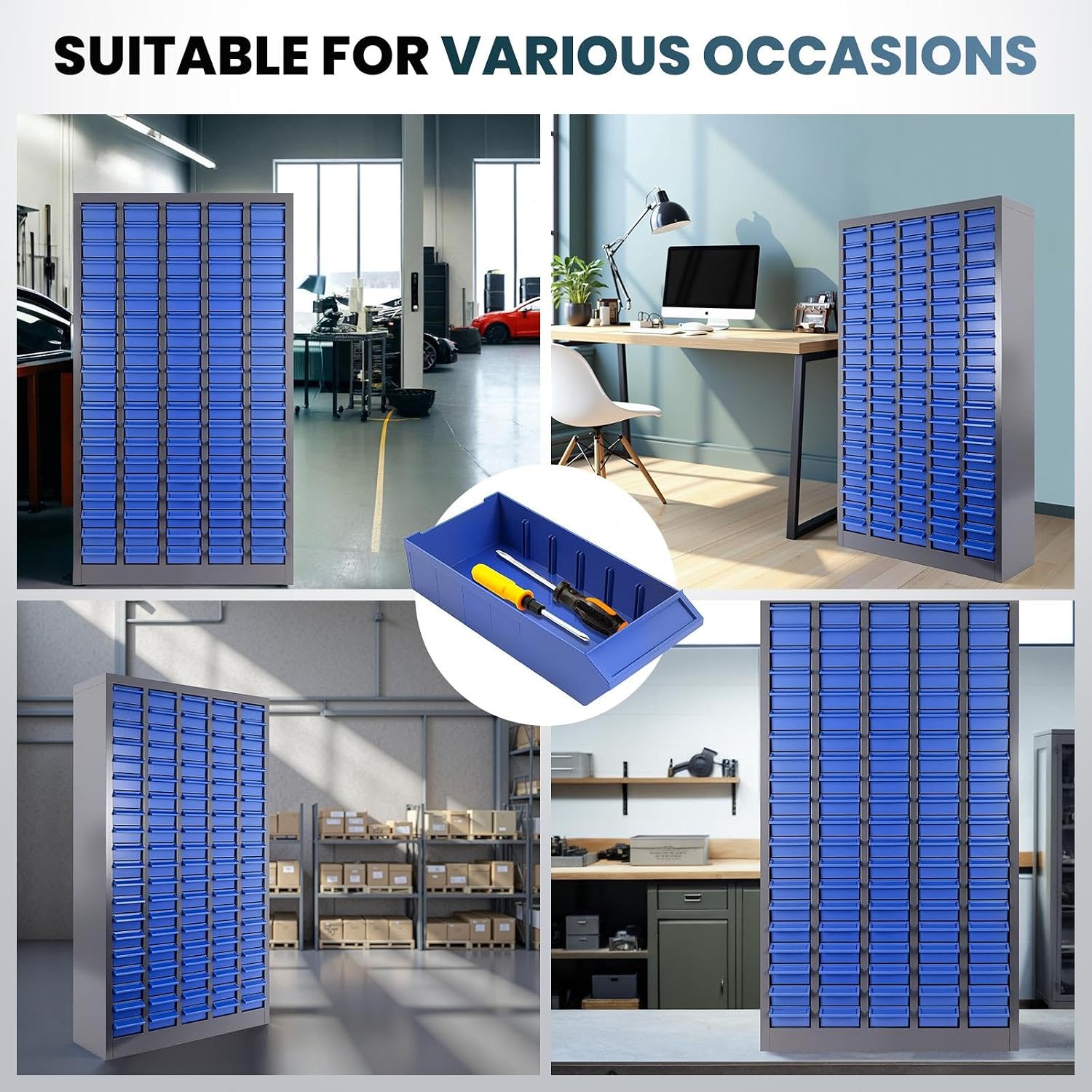 100 Drawers Nut and Bolt Organizer with Label, Opaque ABS Plastic Industrial Organizer with Labels, for Garage Workshop Craft Art Hobby