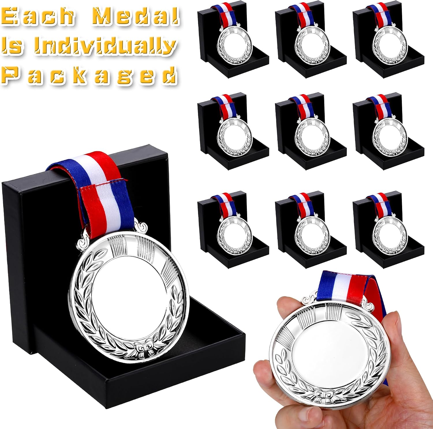 10PCS Custom Medals for Awards, Bulk Personalized Medals Design Your Own Award Medals, Wholesale Customized Family Outdoor Events School Awards for Sports Marathon Competitions Office Medals
