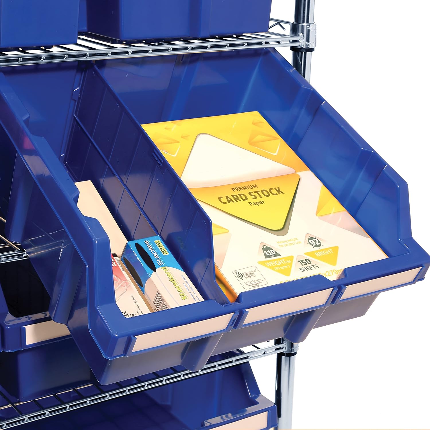 Seville Classics Commerical Grade NSF-Certified Bin Rack Storage Steel Wire Shelving System - 24 Bins - Blue