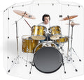 PENNZONI Drum Shield 6ft w/Deflectors & Chrome Hinges, Comes w/ 4 Drum Panels, 4 Deflectors, Chrome Hinges & Deflector Connectors, Premium Clear Acrylic Panels