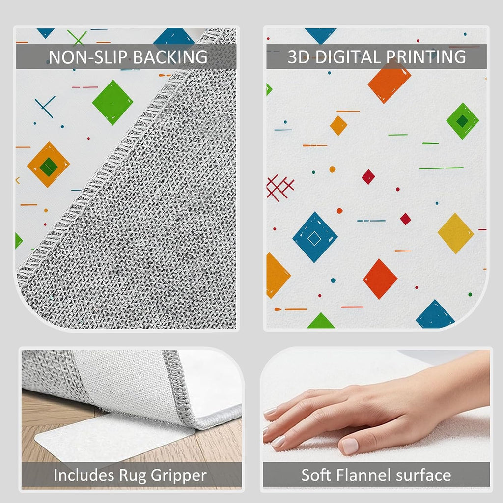 Geometric Rhombus Stripes Print 5 x 7 ft Area Rugs for Living Room, Soft Washable Rugs for Bedroom Non Slip Minimalist Carpet, Stain Resistant Throw Carpet for Office Nursery Dining Room