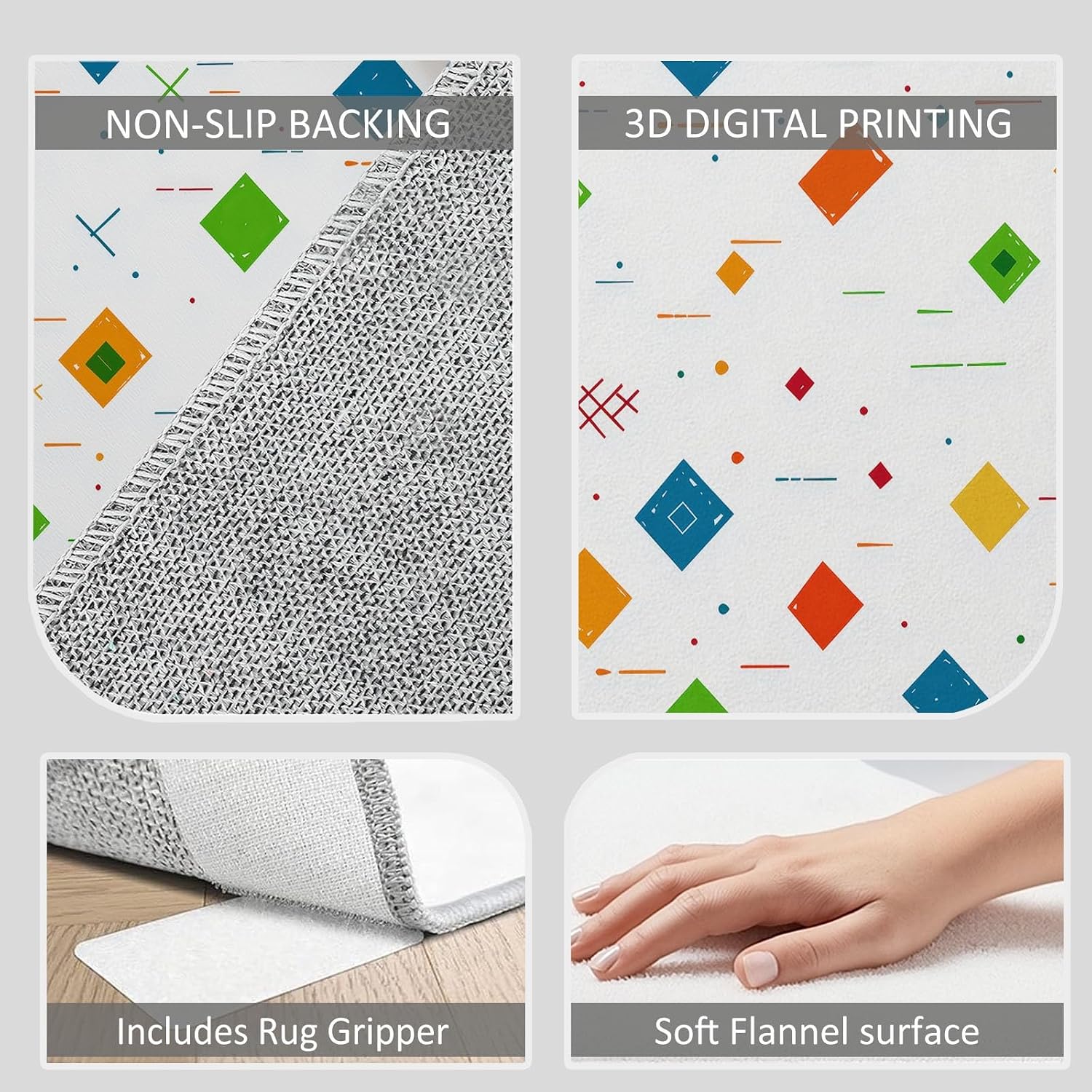 Geometric Rhombus Stripes Print 5 x 7 ft Area Rugs for Living Room, Soft Washable Rugs for Bedroom Non Slip Minimalist Carpet, Stain Resistant Throw Carpet for Office Nursery Dining Room