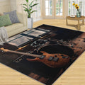 Guitar Rug & Home Decor - Retro Rugs for Living Room, Hip Hop Washable Rugs for Bedroom, Rock and Roll Carpet, Non Slip Indoor Guitar Area Rug & Music Room Decor 6x8 ft