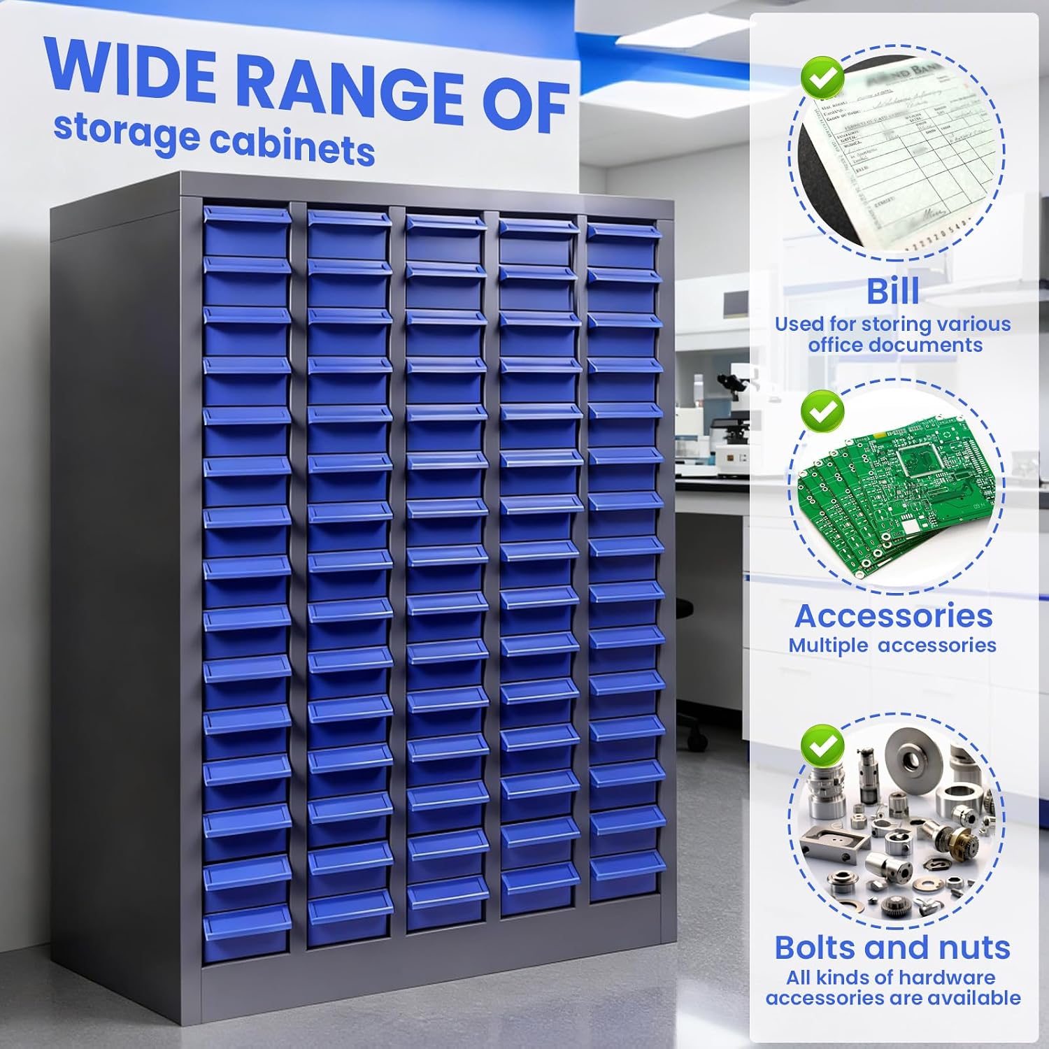 75 Drawer Parts cabinets, Bolt, nut and Tool Parts cabinets, Alloy Steel Parts Cabinet with ABS Labels and Shelves, Suitable for garages, basements, and Small Tool Storage