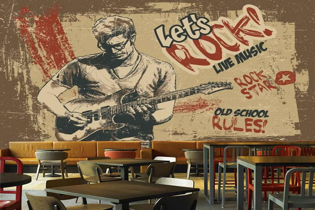 MWZ3522 Rock Music Live School Guitar Playing Boy HD 3D Wallpaper for Disco Club Karaoke[8 ft x 6 ft] / [244 cm x 183 cm]