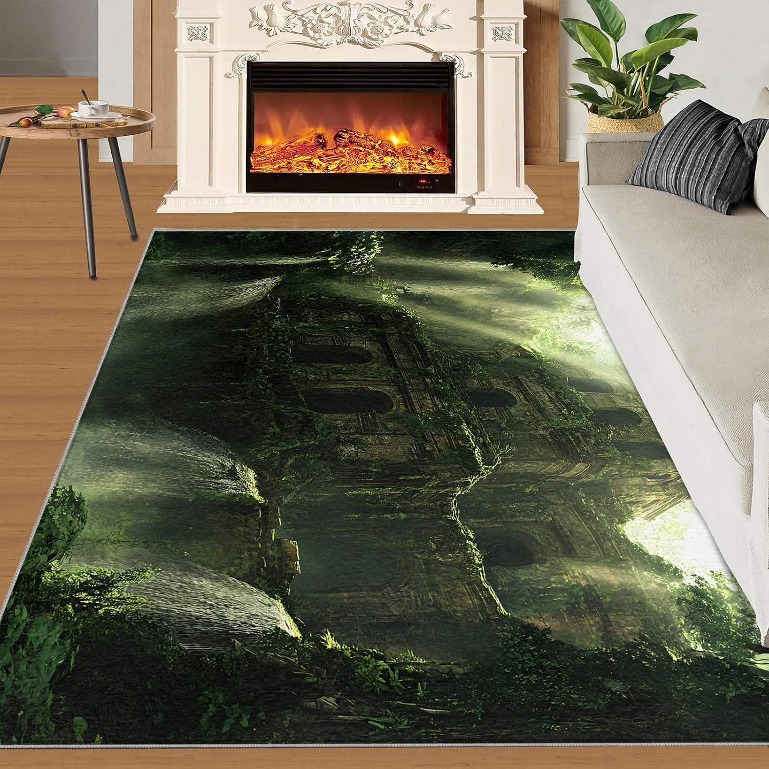 6x8 Jungle Ruins Area Rug - Ancient Ruins Large Rugs for Living Room, Lost Civilization Carpet Area Rug for Girls Bedroom Kids Room Basement Office Classroom