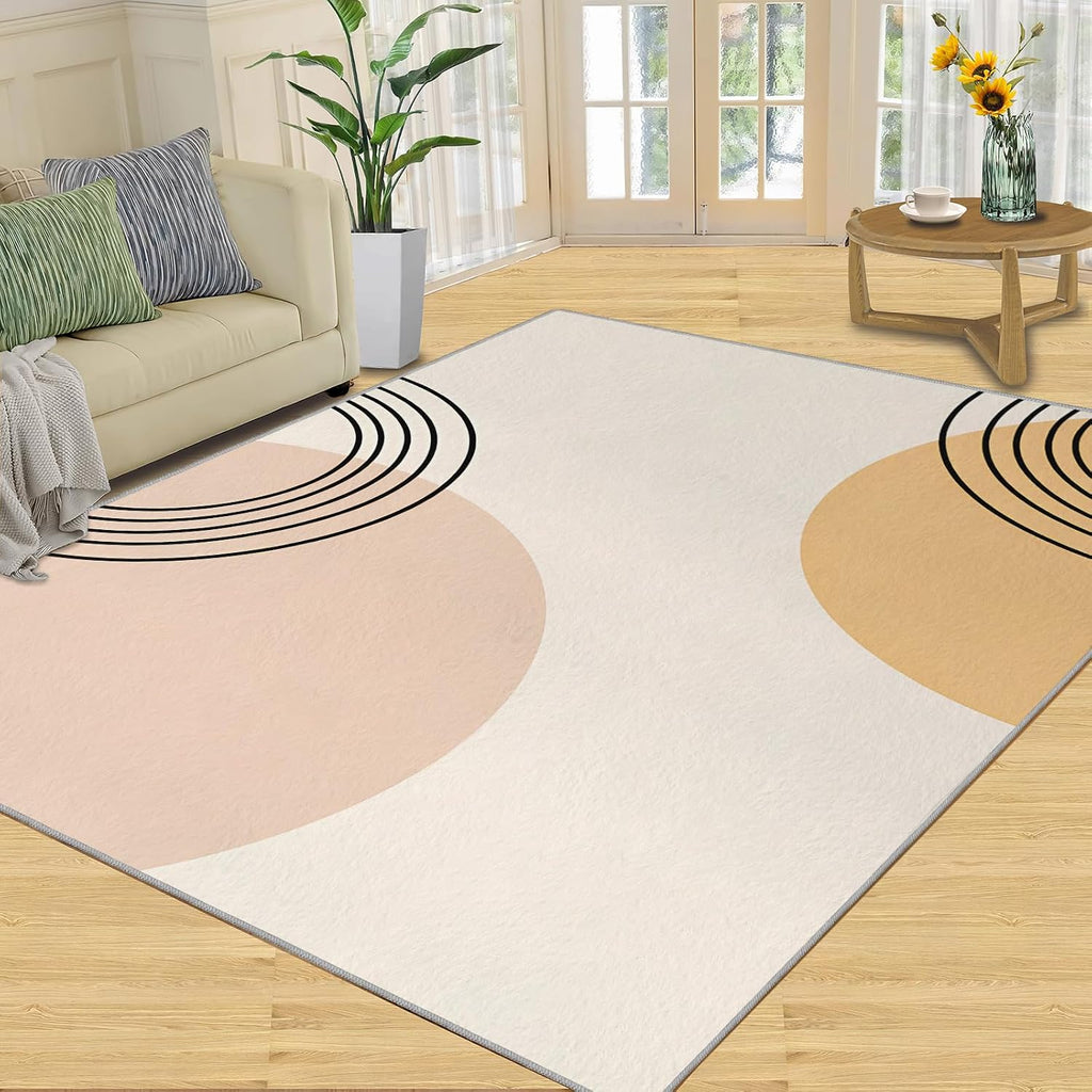 Boho Rugs for Bedroom, Minimalist Aesthetics Rug 6x8, Abstract Art Dining Room Rugs Washable & Non Slip Large Carpet for Home Decor