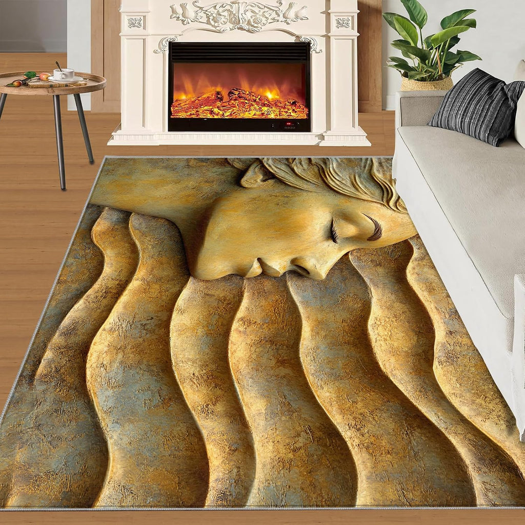 Female Relief Rug 6x8 - Relief Sculpture Large Rugs for Living Room, Neoclassicism Carpet Area Rug for Girls Bedroom Kids Room Basement Office Classroom