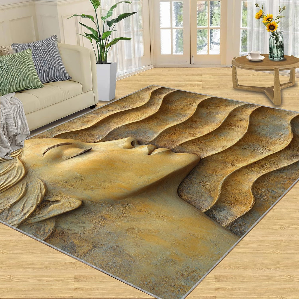 Female Relief Rug 6x8 - Relief Sculpture Large Rugs for Living Room, Neoclassicism Carpet Area Rug for Girls Bedroom Kids Room Basement Office Classroom