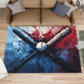 Baseball Rugs for Bedroom, Baseball Bat Graffiti Rug 6x8, Children's Sports Dining Room Rugs Washable & Non Slip Large Carpet for Home Decor