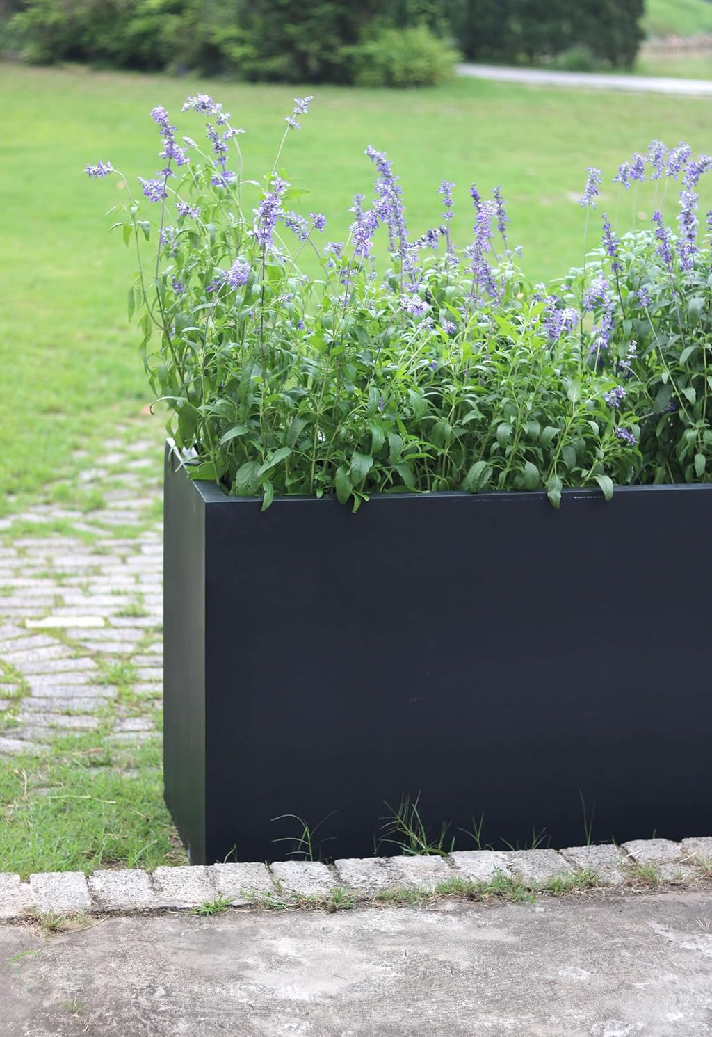 Vase Source Black Rectangle Large Planter - Modern Planting Box Fiberglass Flower Pot 16' High x 12' Wide x 31.5' Long