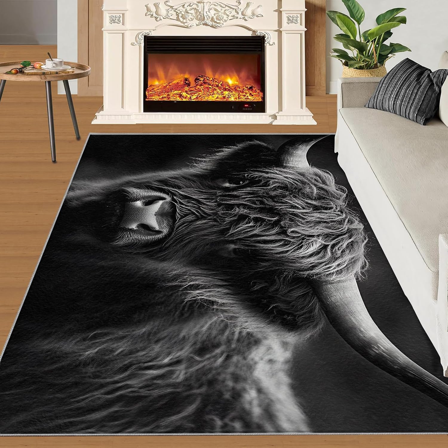 Highland Cattle Rugs for Bedroom - 6x8 Area Rug - Highland Cattle Rugs for Living Room, Western Bulls Rug, Washable Home Decor Carpet