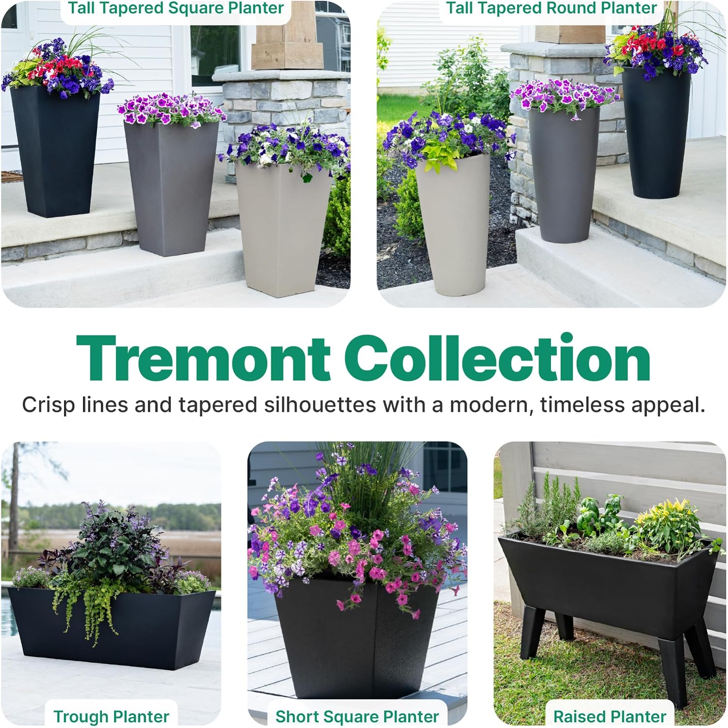 Step2 Tremont Tall Round Tapered Planter, 28' Tall 2-Pack, Indoor/Outdoor Plants, Efficient Drainage, Durable Resin, Dark Cedar