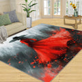 Paris Area Rug Large - 6x8 Rug, Red Dress Girl Rugs for Living Room, Paris Themed Carpet, Romantic Abstract Washable Area Rugs for Bedroom, Aesthetic Carpet, Romantic Home Decor