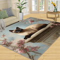 Cat Rug 6x8-6x8 Rug, Animal Area Rugs for Living Room Bedroom, Spring Flower Area Carpet, Kitten Washable Carpet, Cat Home Decor & Gifts